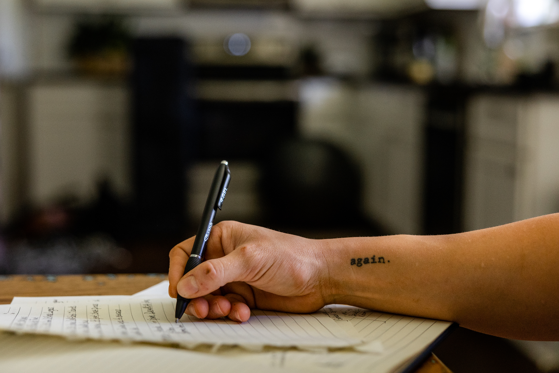 Programming written out by hand at the desk